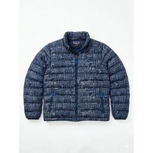 Patagonia Puffer Youth Blue Sz M(10) Navy Down Night Time Machine AOP Limited